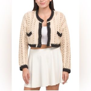 Moon River NWT Crochet Hole Knitted Sweater - Size S